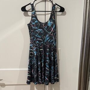 Blackmilk Black and Blue Bubble Pattern Mini Dress